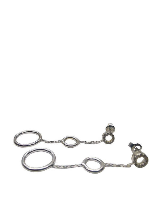 Earrings Silver 925 Three Circles Chain