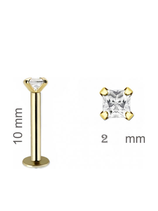 Precious Gold K14 Single Stone Zircon Earring Tragus Labret Glbzq-2