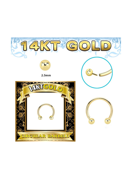 Precious Earring Circular Barbell Gold K14 2 Balls Gcbb10