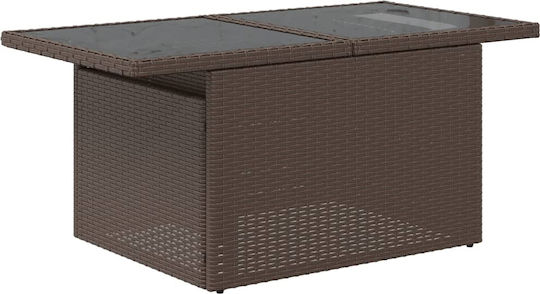 Masa pentru spații exterioare Rattan cu suprafață din sticlă CAFE 100x55x73buc