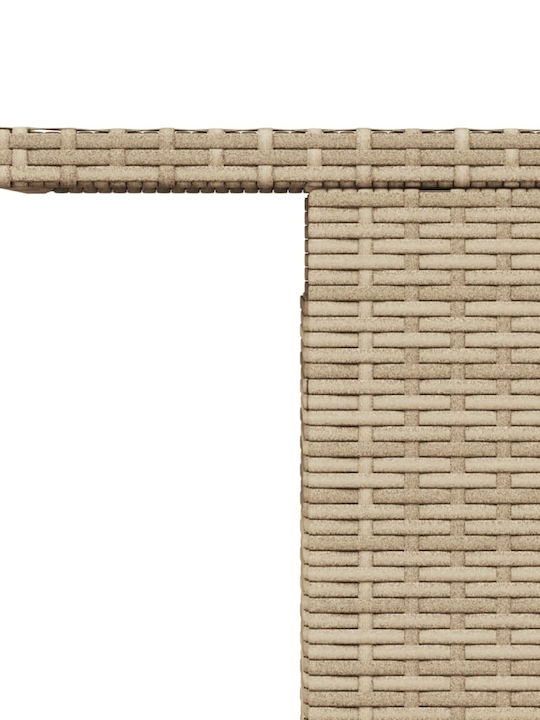 Outdoor Dinner Free Standing Table with Wood Surface and Rattan Frame Natural 100x55x73cm