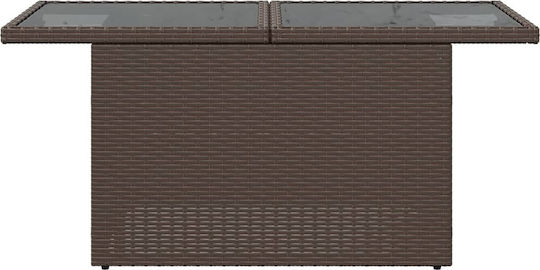Masa pentru spații exterioare Rattan cu suprafață din sticlă CAFE 100x55x73buc