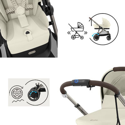 Cybex E-Gazelle S Baby Stroller Suitable for Newborn Stormy Blue Taupe Frame 14.7kg