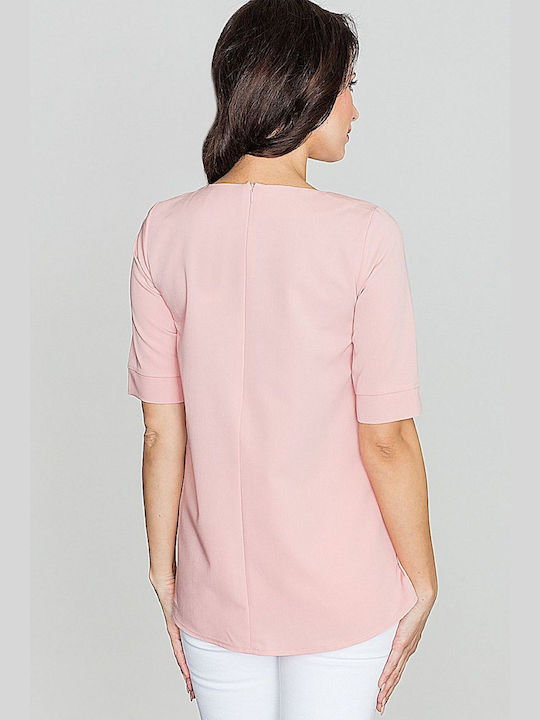 Lenitif Damen Bluse mit Reißverschluss Rosa