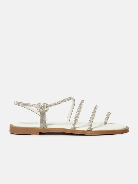 InShoes Leather Women's Flat Sandals in White Color