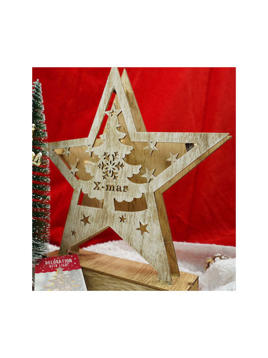 Illuminated Christmas Wooden Figure inscription White