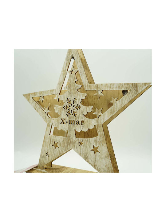 Illuminated Christmas Wooden Figure inscription White