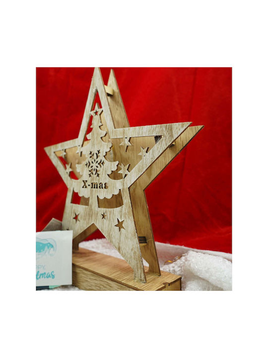 Illuminated Christmas Wooden Figure inscription White