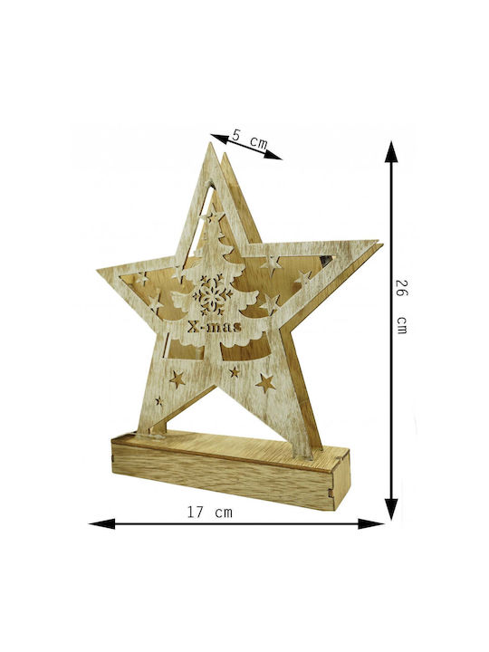 Illuminated Christmas Wooden Figure inscription White