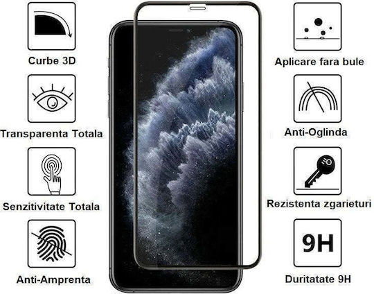 0.3мм Пълно лепило Закалено стъкло за цялото лице Черен (iPhone 13 mini)