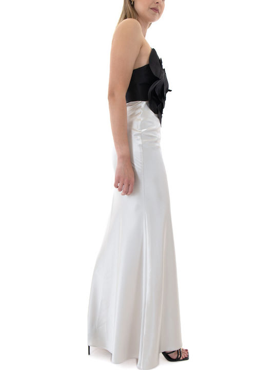 Satin Maxi Fustă Silver