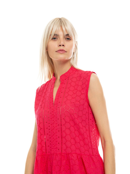Women's Beachdress Pink Label Dress Coral Regular Fit Cotton