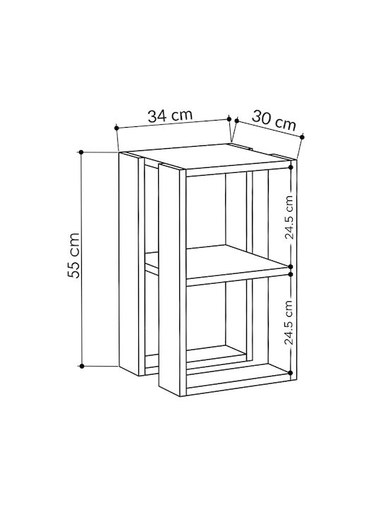 Комод Lonie Дървен Черен 34x30x55см