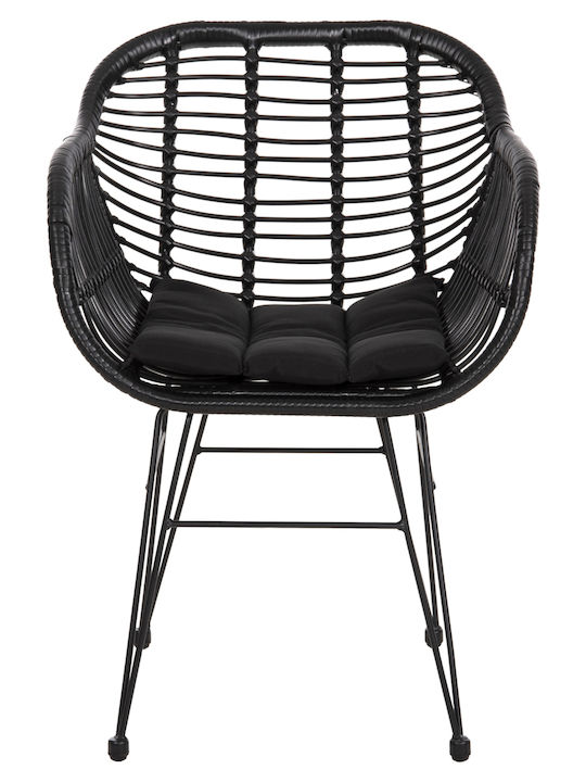Outdoor Armchair Metallic Allegra Black Velvet-Black Metal with Cushion 58x59x82cm