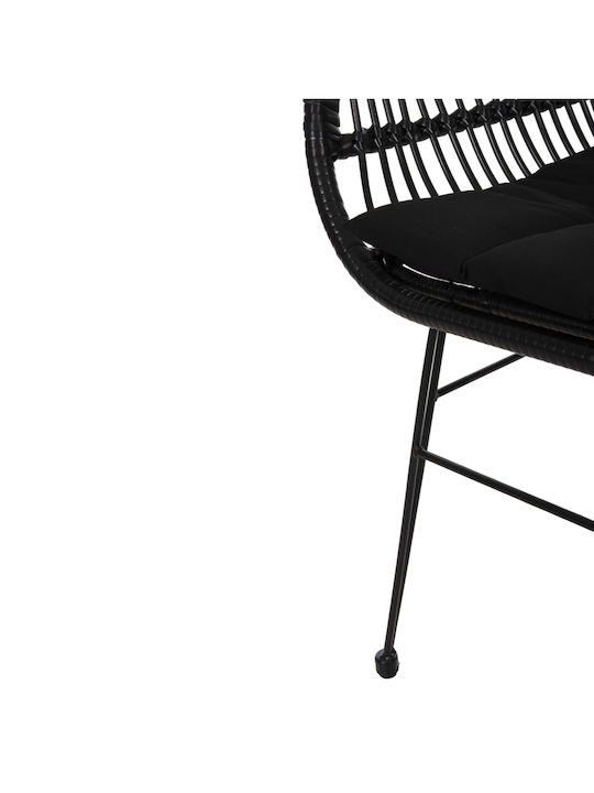 Outdoor Armchair Metallic Allegra Black Velvet-Black Metal with Cushion 58x59x82cm