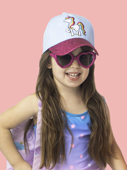 Flapjackkids Kids' Hat Jockey Fabric Sunscreen 50+ Unicorn Blue