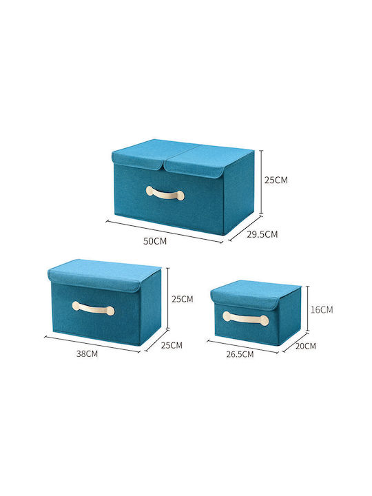 Smart Travel Fabric Storage Box with Lid Blue 38x25x25cm 1pcs