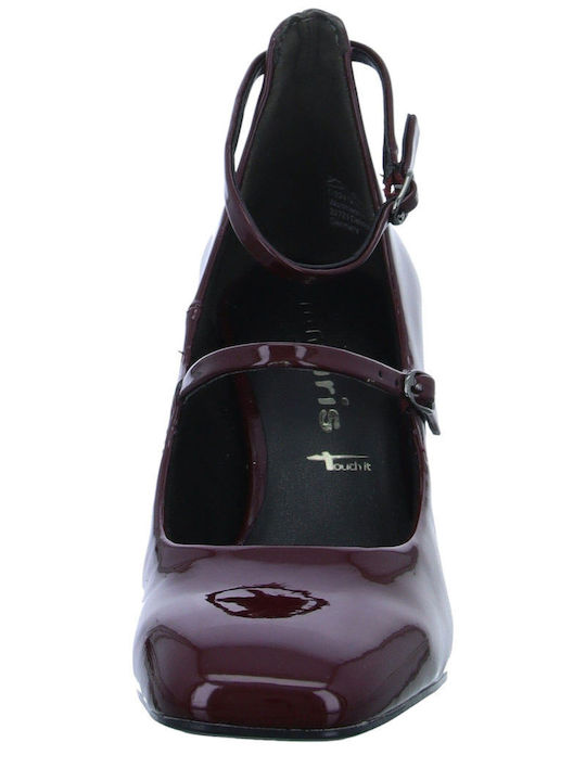 Pumps mit Riemchen Burgundisch