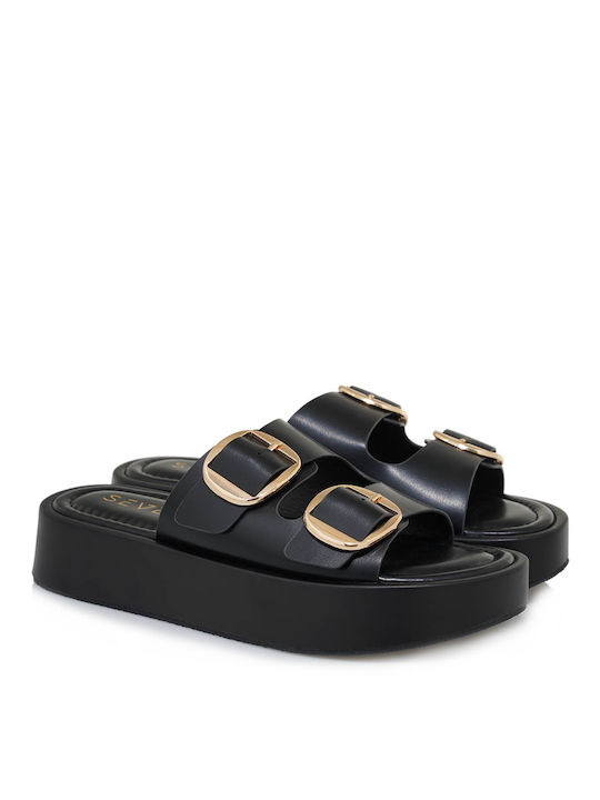 Seven Synthetic Leather Women's Sandals Black