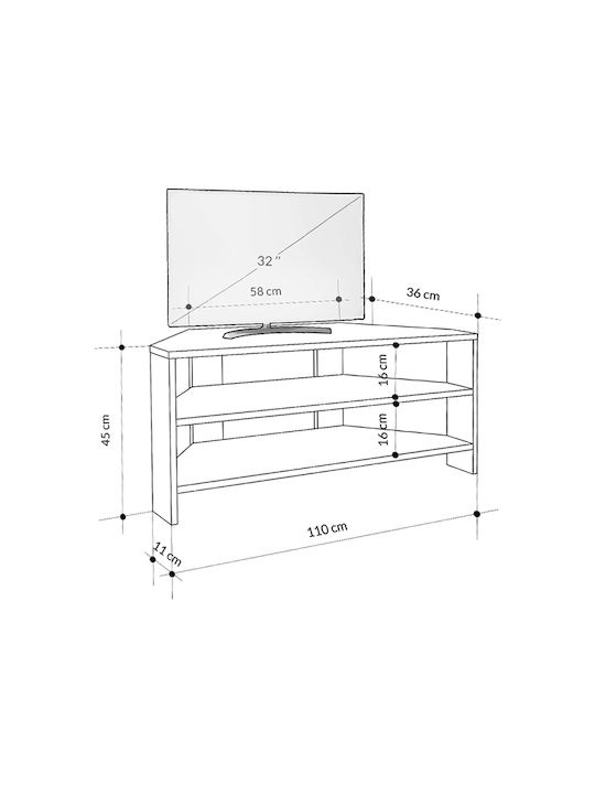 TV Stand Thales Light Walnut L110xW36xH45cm