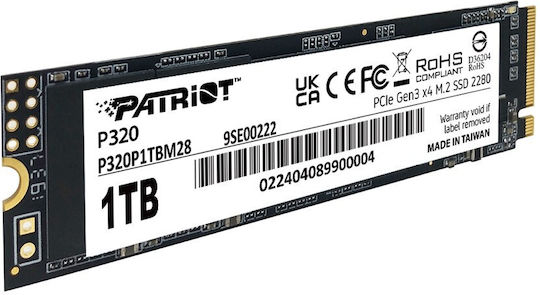 Patriot Viper P320 SSD 1TB M.2 Type with PCI Express 3.0 Connection P320P1TBM28