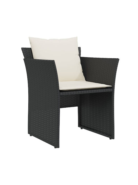 Fotoliu de exterior Rattan Negru cu pernă 50x50x36cm