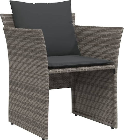 Outdoor-Sessel Rattan Grey mit Kissen 50x50x36εκ.