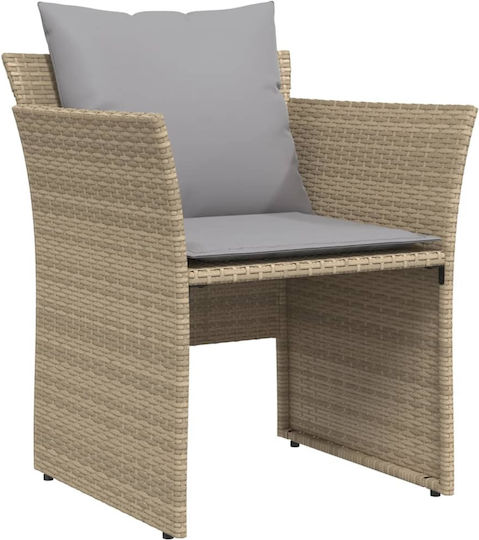 Outdoor-Sessel Rattan Beige mit Kissen 50x50x36εκ.