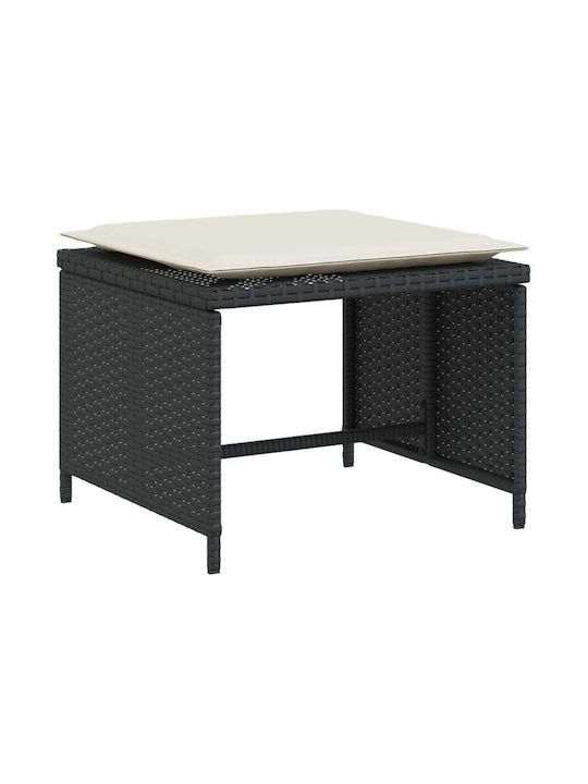Fotoliu de exterior Rattan Negru cu pernă 50x50x36cm