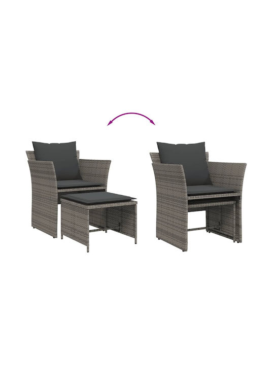 Fotoliu de exterior Rattan Gri cu pernă 50x50x36cm