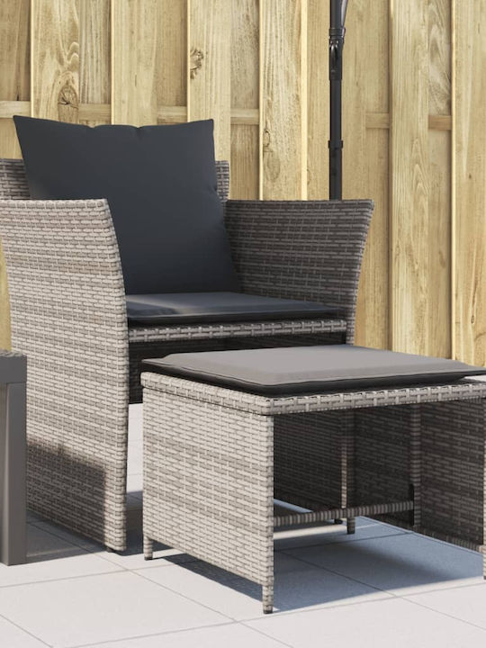 Fotoliu de exterior Rattan Gri cu pernă 50x50x36cm