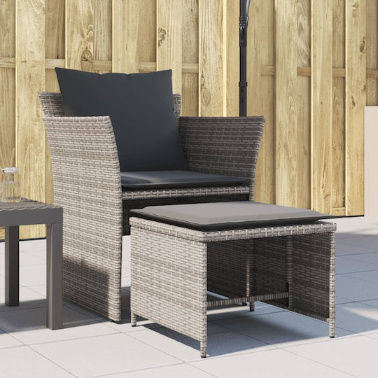 Outdoor-Sessel Rattan Grey mit Kissen 50x50x36εκ.