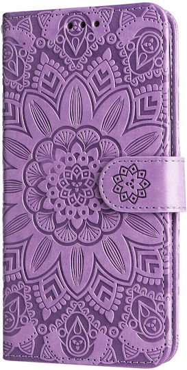 Embossed Sunflower Wallet Μωβ (Xiaomi Poco F6 Pro 5G)