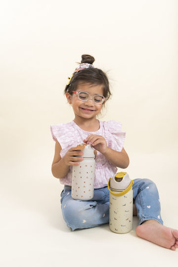 The Cotton Cloud Kids Water Bottle Thermos Stainless Steel with Straw Non Spill 420ml
