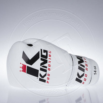 King Pro Boxing KPB/BG-2 Δερμάτινα Γάντια Πυγμαχίας για Αγώνα Λευκά