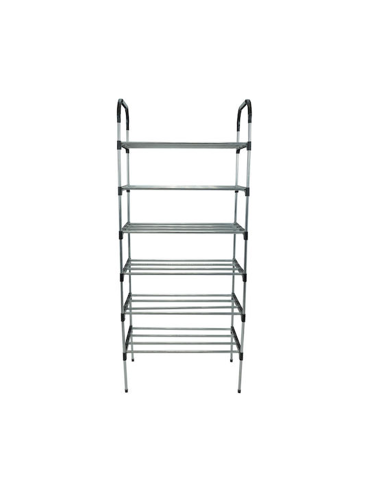 Metal Shoe Organizer Shelf Uncle George 6 Shelves Silver Dimensions 54x27x130cm Vertical Space Organization