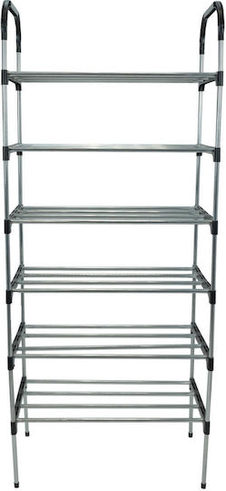 Metal Shoe Organizer Shelf Uncle George 6 Shelves Silver Dimensions 54x27x130cm Vertical Space Organization