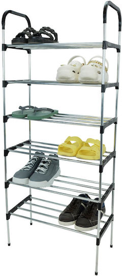 Metal Shoe Organizer Shelf Uncle George 6 Shelves Silver Dimensions 54x27x130cm Vertical Space Organization