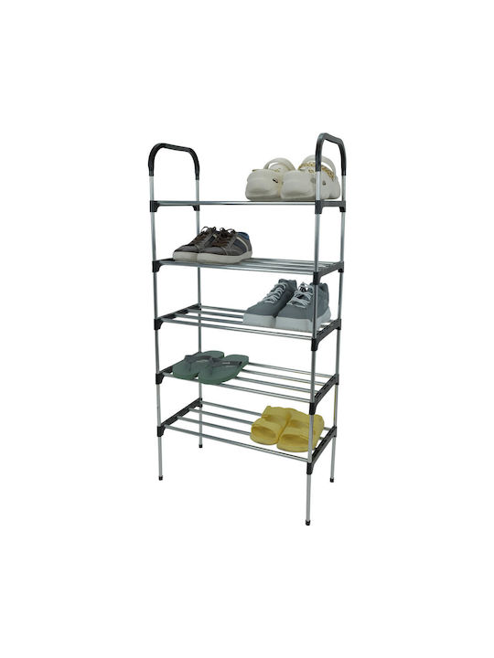 Raft de pantofi din metal-Unchiul George 5 rafturi argintii Dimensiuni 54x27x110cm Organizare spațiu vertical