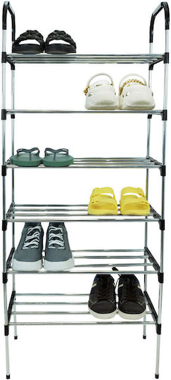 Metal Shoe Organizer Shelf Uncle George 6 Shelves Silver Dimensions 54x27x130cm Vertical Space Organization