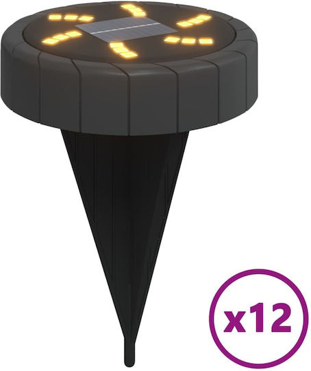 vidaXL Σετ 12 Ηλιακά Φωτιστικά Δαπέδου 10lm Θερμό Λευκό με Φωτοκύτταρο IP65 11x13εκ.