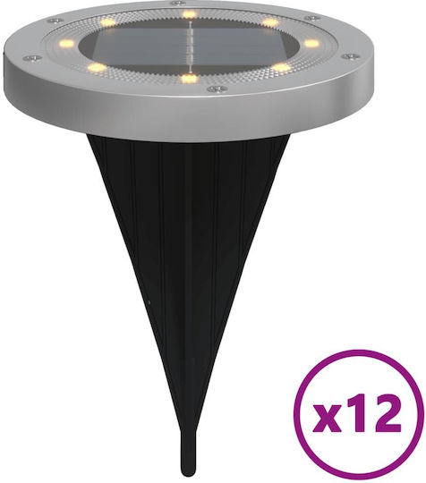 vidaXL Set of 12 Floor Solar Lights 10lm Warm White with Photocell IP65 11cmx13cmcm