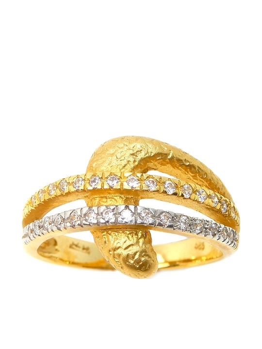 Polytimo Ring with Zircon made of Gold 14K