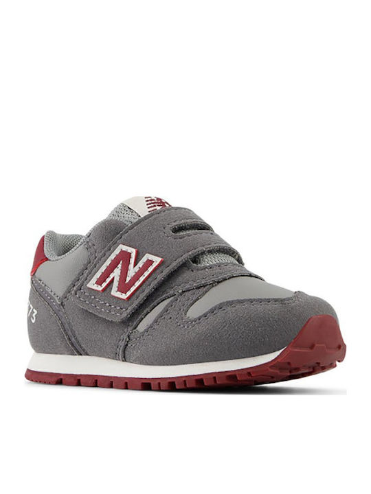 373 Hook And Loop Kids Sports Shoes Running with Hoop & Loop Closure Grey