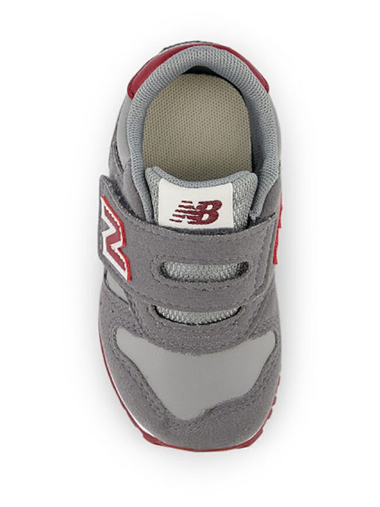 373 Hook And Loop Kids Sports Shoes Running with Hoop & Loop Closure Grey