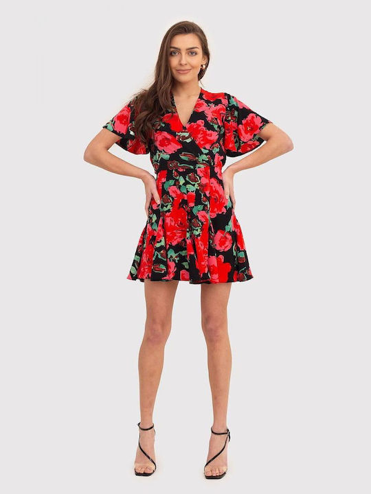 Ax Paris Dress with Ruffle Red