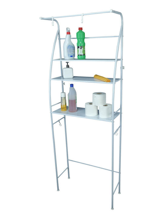 Uncle George Floor Bathroom Shelf Metallic 65x25x175cm White