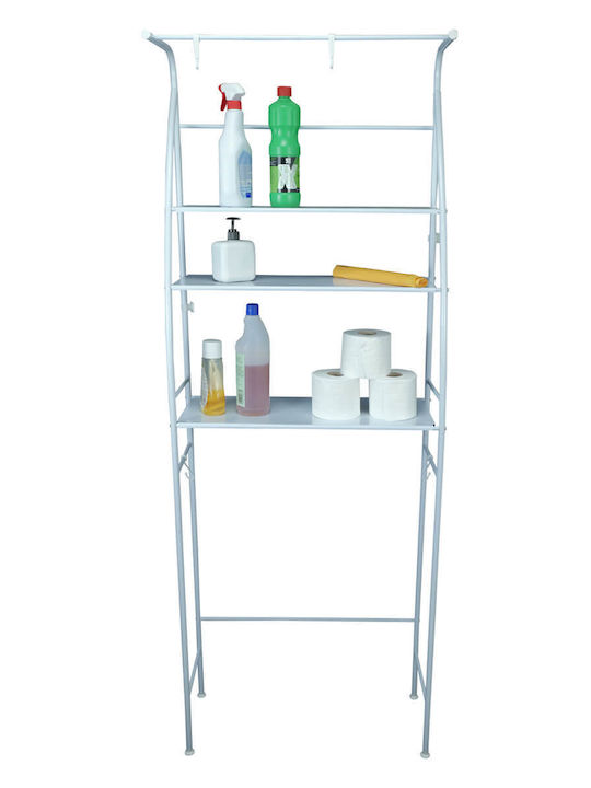 Uncle George Floor Bathroom Shelf Metallic 65x25x175cm White