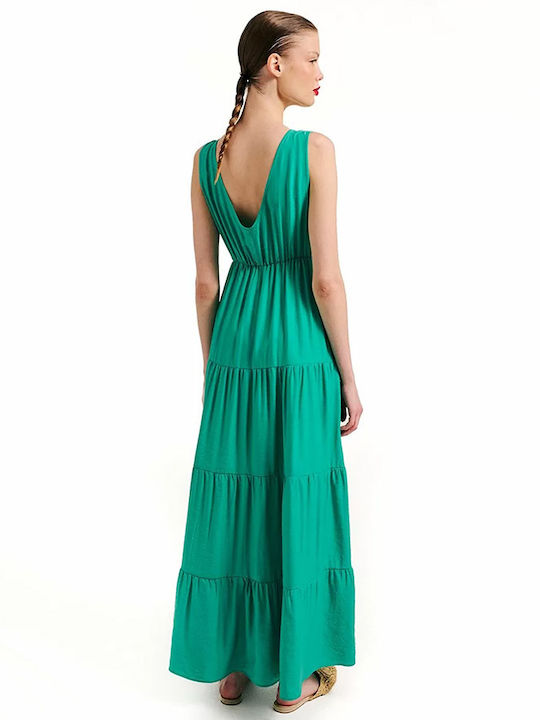 Forel Maxi Φόρεμα με Βολάν Πράσινο