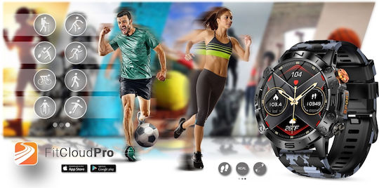Gravity GT20 46mm Smartwatch with Heart Rate Monitor (Black / Black Camo)